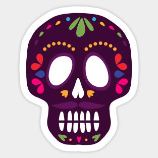 Day of the Dead Colorful Skull Calavera Moustache Sticker